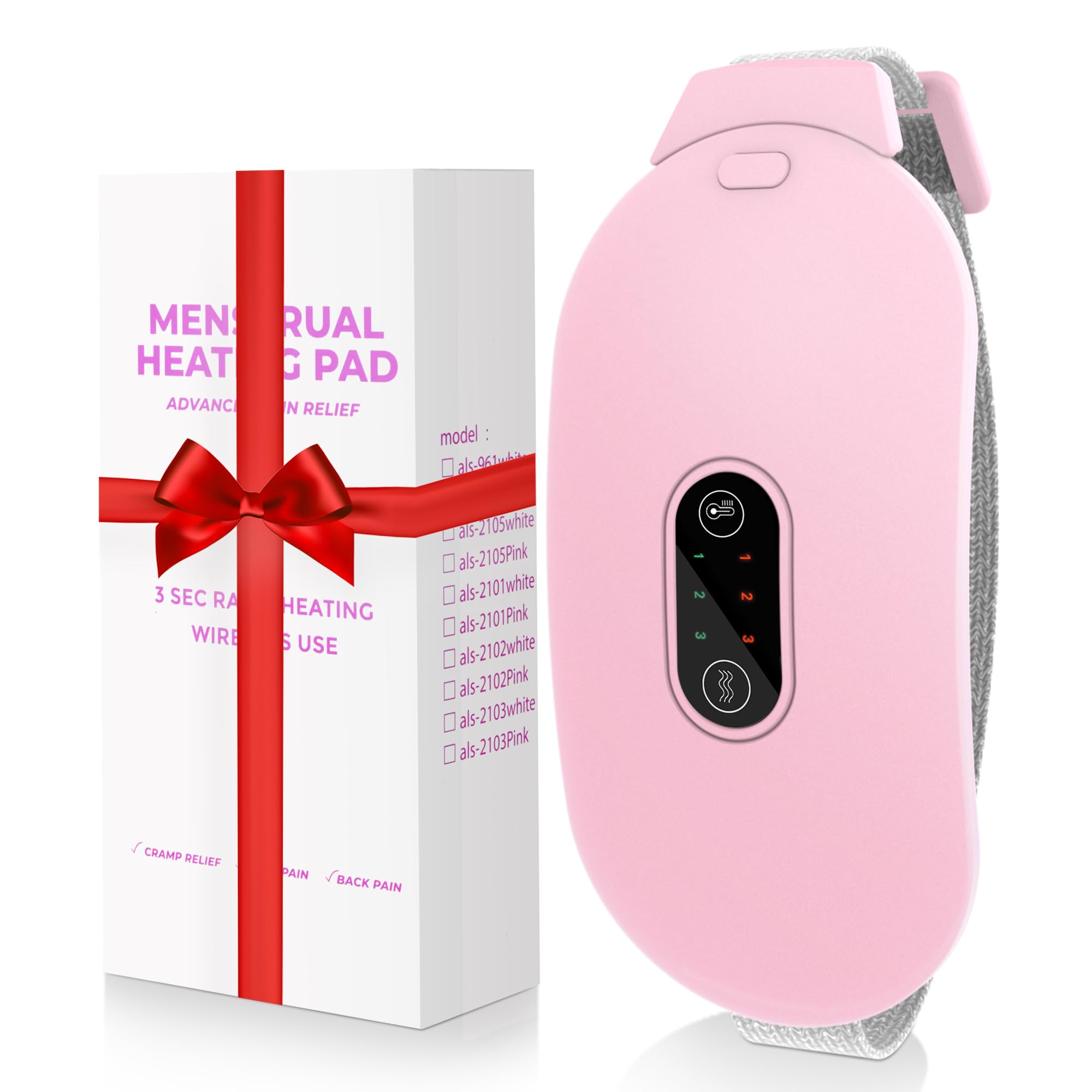 Suicune Menstrual Heating Pad, Period Heating Pad for Cramps Massager with 3 Heat Levels and 4-Speed Massage Modes Back or Belly Period Pain Relief Heating Pads for Women and Girls - Gobasket Mart