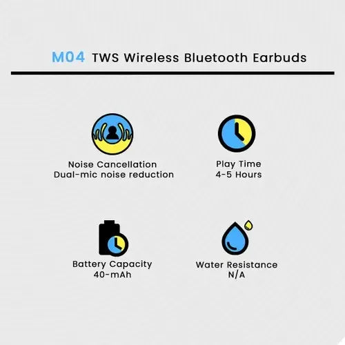 Stereo M04 Bluetooth Earbuds - Gobasket Mart